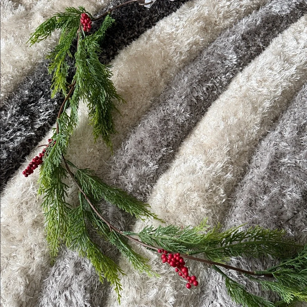 Pine Garland with Red Berry Accents